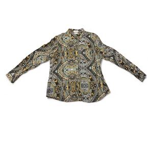 Van Heusen Paisley Button Down Shirt - Black, Gold, Blue